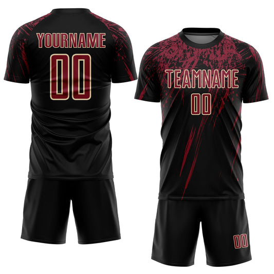 Custom Black Crimson-Cream Sublimation Soccer Uniform Jersey - Sky-Custom