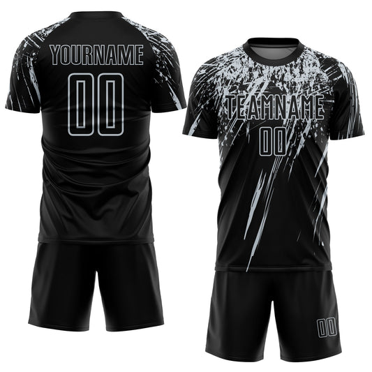 Custom Black Silver Sublimation Soccer Uniform Jersey - Sky-Custom