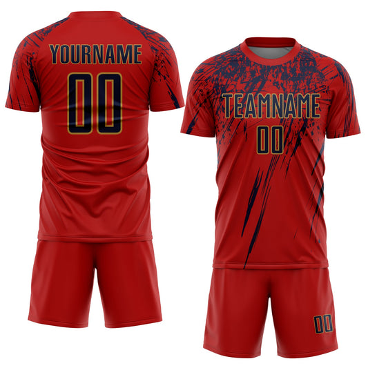 Custom Red Navy-Old Gold Sublimation Soccer Uniform Jersey - Sky-Custom
