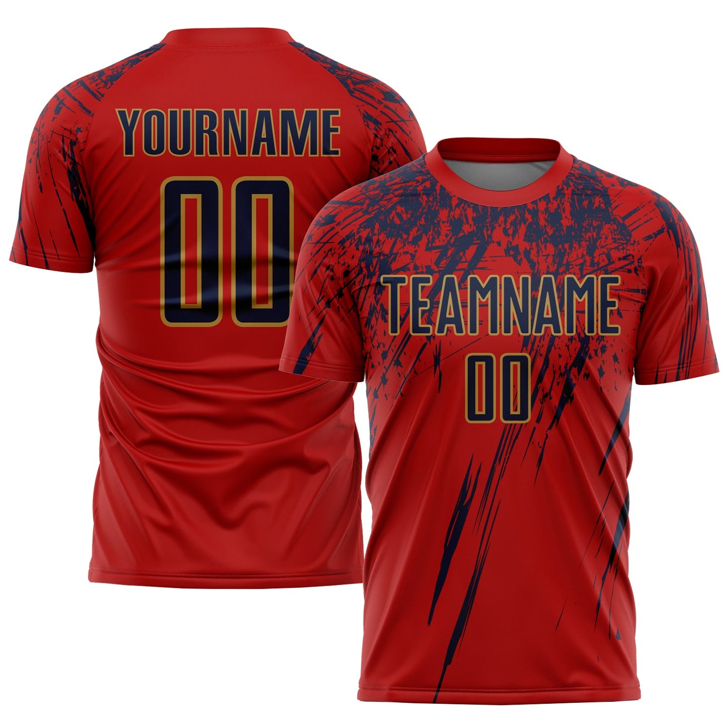 Custom Red Navy-Old Gold Sublimation Soccer Uniform Jersey - Sky-Custom