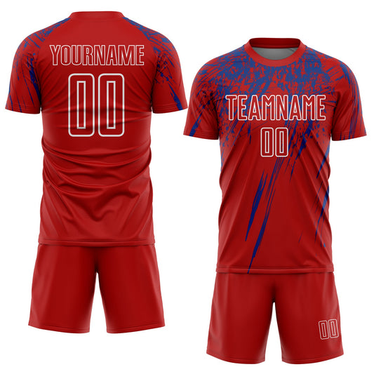 Custom Red Royal-White Sublimation Soccer Uniform Jersey - Sky-Custom