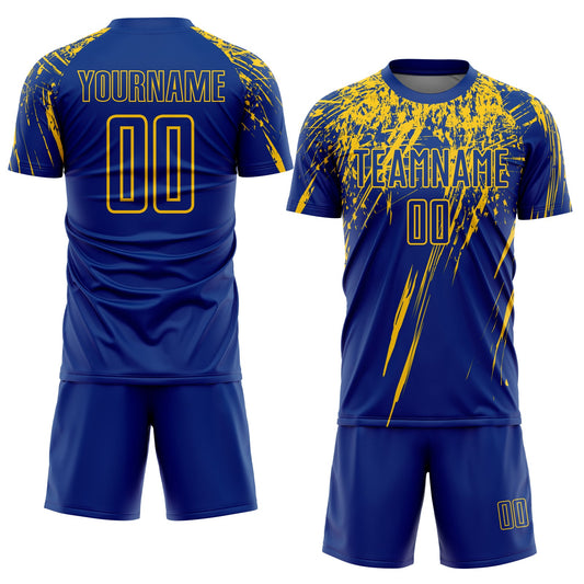 Custom Royal Yellow Sublimation Soccer Uniform Jersey - Sky-Custom