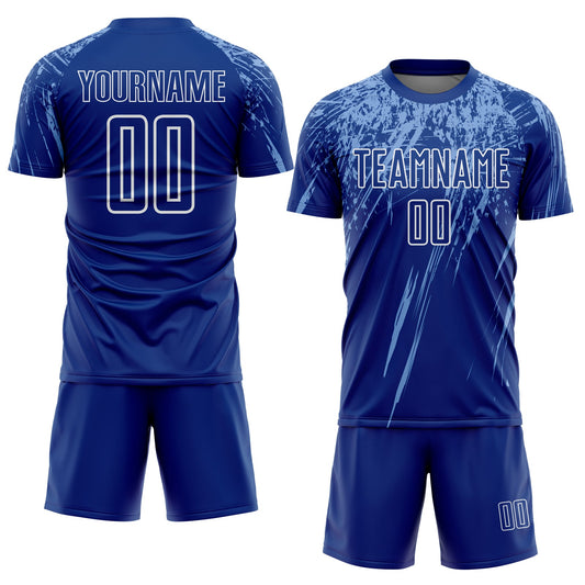 Custom Royal Light Blue-White Sublimation Soccer Uniform Jersey - Sky-Custom