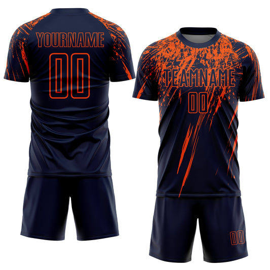 Custom Navy Orange Sublimation Soccer Uniform Jersey - Sky-Custom