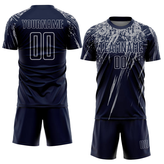 Custom Navy Gray Sublimation Soccer Uniform Jersey - Sky-Custom