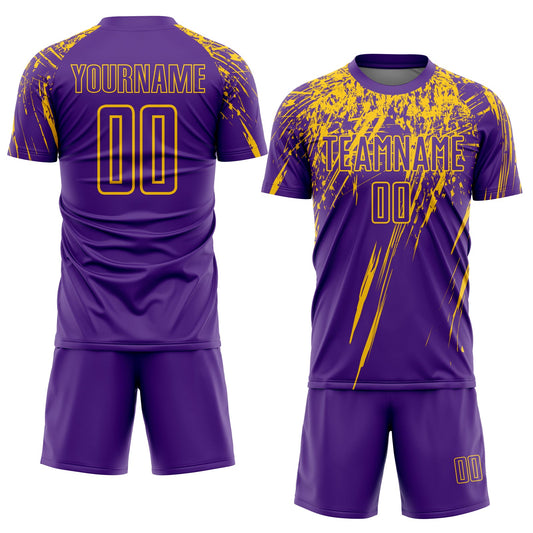 Custom Purple Yellow Sublimation Soccer Uniform Jersey - Sky-Custom