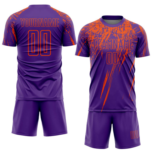 Custom Purple Orange Sublimation Soccer Uniform Jersey - Sky-Custom