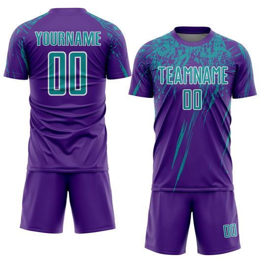 Custom Purple Teal-White Sublimation Soccer Uniform Jersey - Sky-Custom