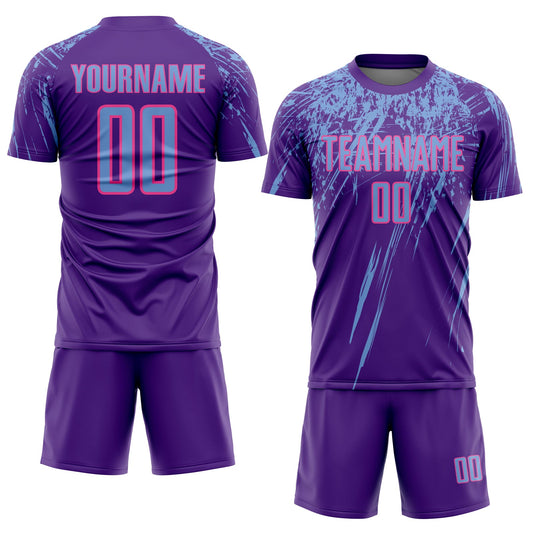 Custom Purple Light Blue-Pink Sublimation Soccer Uniform Jersey - Sky-Custom