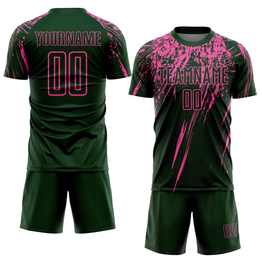 Custom Green Pink Sublimation Soccer Uniform Jersey - Sky-Custom