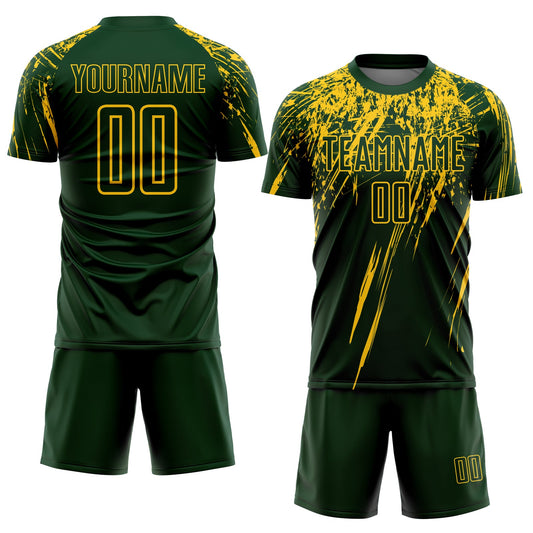 Custom Green Yellow Sublimation Soccer Uniform Jersey - Sky-Custom