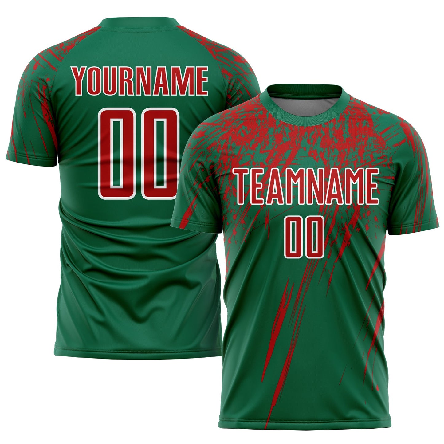 Custom Kelly Green Red-White Sublimation Soccer Uniform Jersey - Sky-Custom