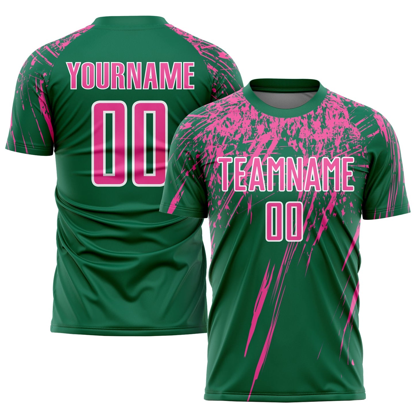 Custom Kelly Green Pink-White Sublimation Soccer Uniform Jersey - Sky-Custom
