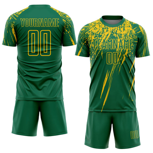 Custom Kelly Green Yellow Sublimation Soccer Uniform Jersey - Sky-Custom