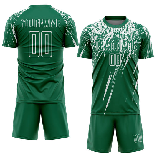 Custom Kelly Green White Sublimation Soccer Uniform Jersey - Sky-Custom
