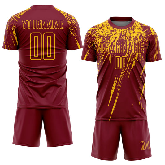 Custom Crimson Yellow Sublimation Soccer Uniform Jersey - Sky-Custom