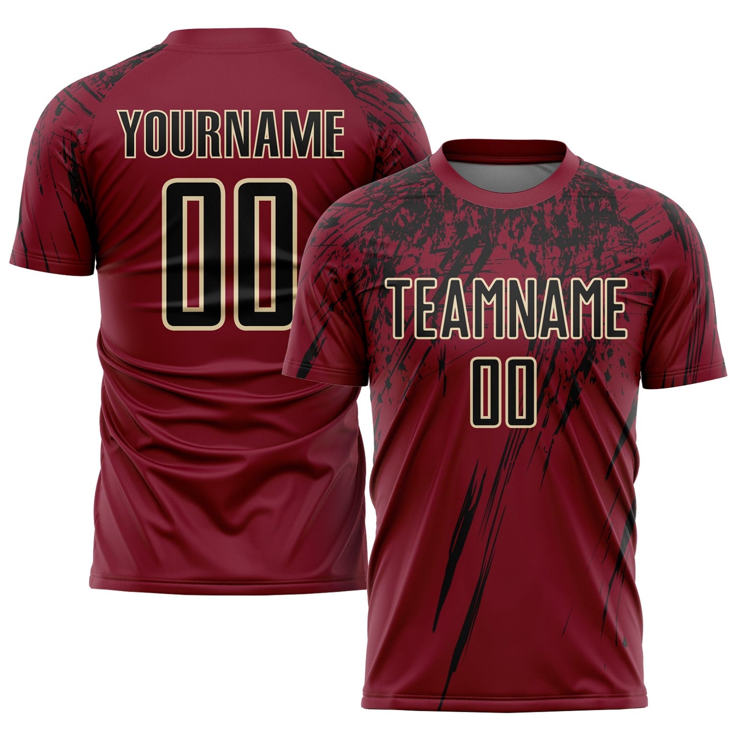 Custom Crimson Black-Cream Sublimation Soccer Uniform Jersey - Sky-Custom
