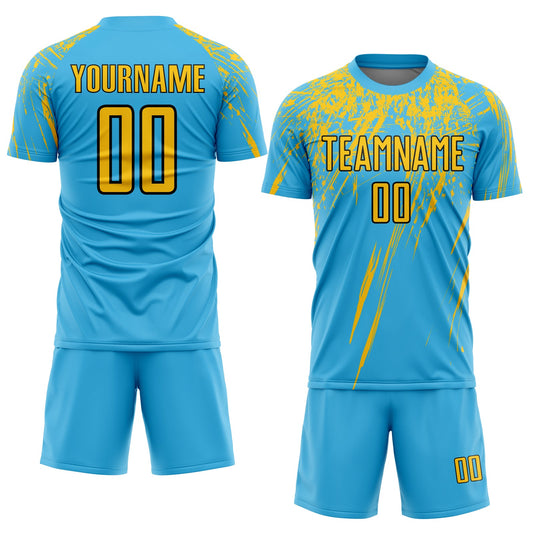 Custom Sky Blue Yellow-Black Sublimation Soccer Uniform Jersey - Sky-Custom