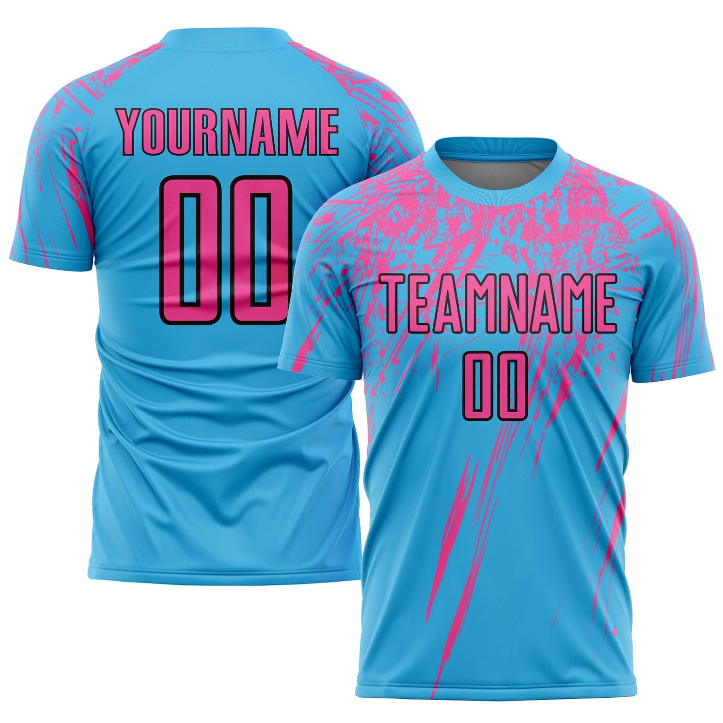 Custom Sky Blue Pink-Black Sublimation Soccer Uniform Jersey - Sky-Custom