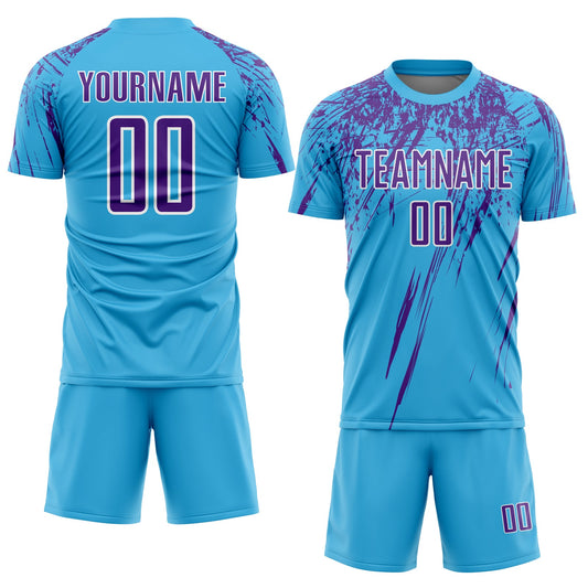 Custom Sky Blue Purple-White Sublimation Soccer Uniform Jersey - Sky-Custom
