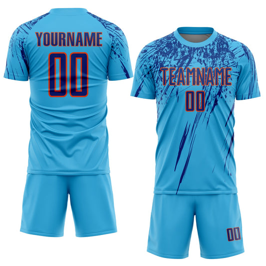 Custom Sky Blue Royal-Orange Sublimation Soccer Uniform Jersey - Sky-Custom