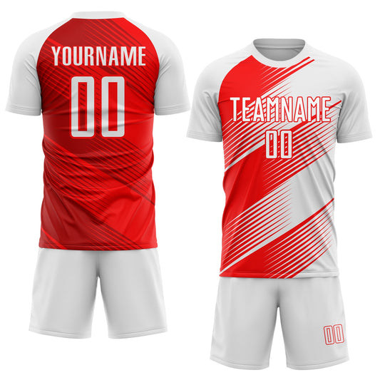 Custom Red White Sublimation Soccer Uniform Jersey - Sky-Custom