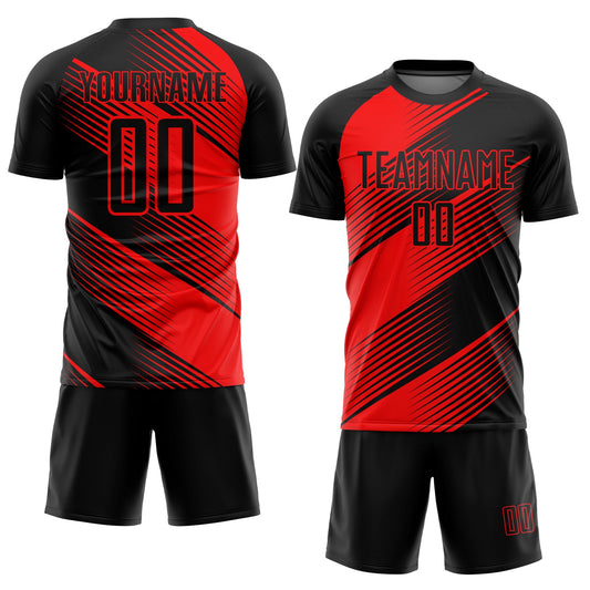 Custom Red Black Sublimation Soccer Uniform Jersey - Sky-Custom