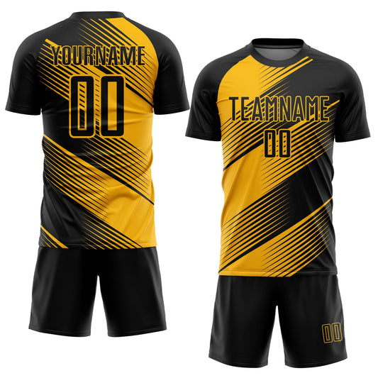 Custom Gold Black Sublimation Soccer Uniform Jersey - Sky-Custom