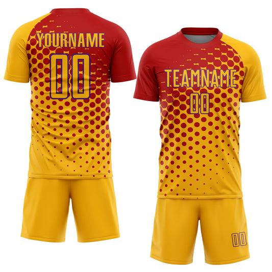 Custom Gold Red-Purple Sublimation Soccer Uniform Jersey - Sky-Custom