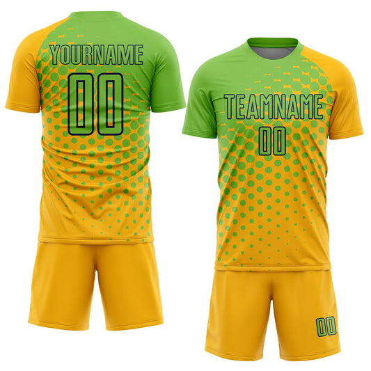 Custom Gold Neon Green-Navy Sublimation Soccer Uniform Jersey - Sky-Custom
