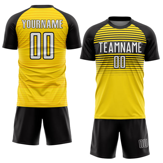 Custom Yellow White-Black Sublimation Soccer Uniform Jersey - Sky-Custom