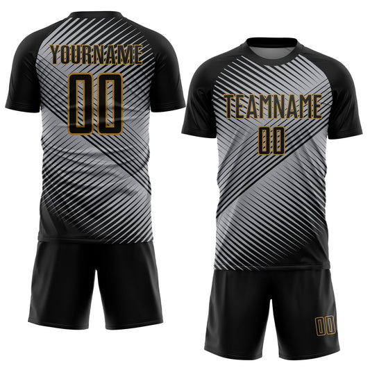Custom Gray Black-Old Gold Sublimation Soccer Uniform Jersey - Sky-Custom