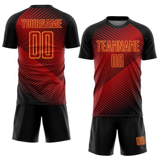 Custom Red Black-Yellow Sublimation Soccer Uniform Jersey - Sky-Custom