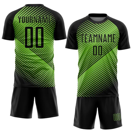 Custom Neon Green Black Sublimation Soccer Uniform Jersey - Sky-Custom