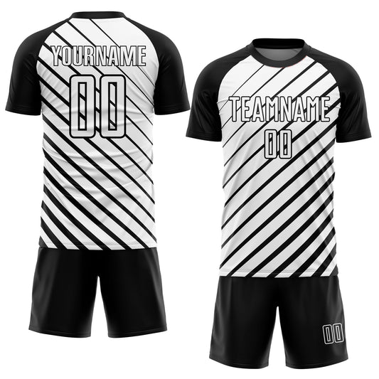 Custom Black White Sublimation Soccer Uniform Jersey - Sky-Custom
