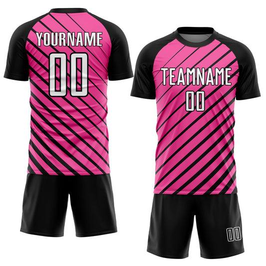 Custom Pink White-Black Sublimation Soccer Uniform Jersey - Sky-Custom