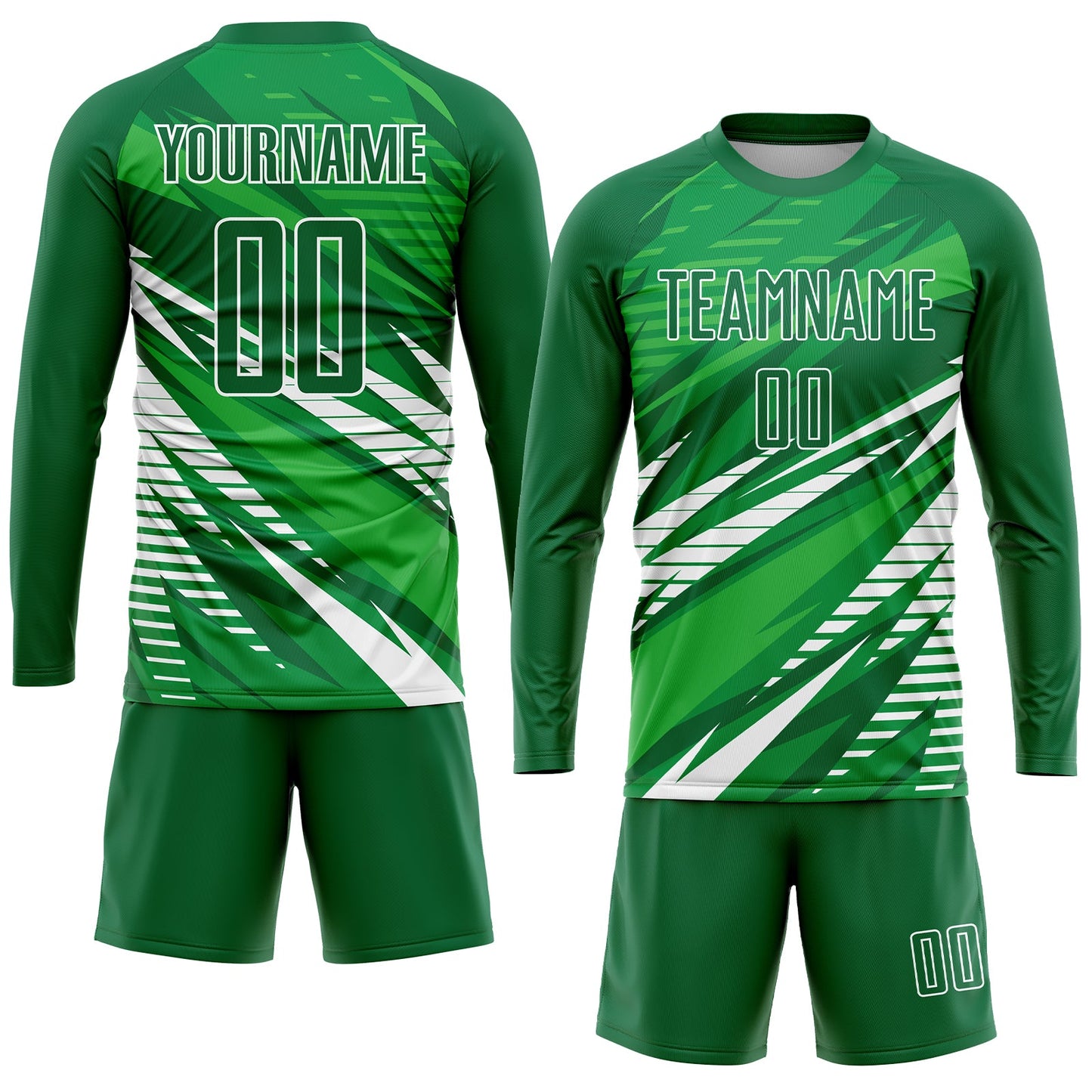 Custom Kelly Green White Sublimation Soccer Uniform Jersey - Sky-Custom