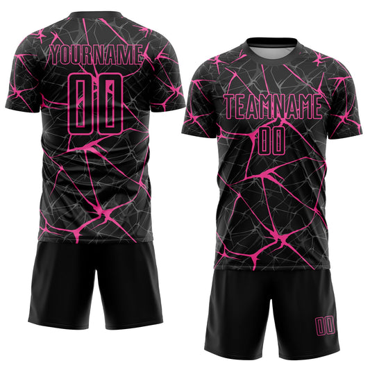 Custom Black Pink Sublimation Soccer Uniform Jersey - Sky-Custom