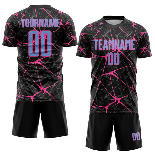 Custom Black Light Blue-Pink Sublimation Soccer Uniform Jersey - Sky-Custom