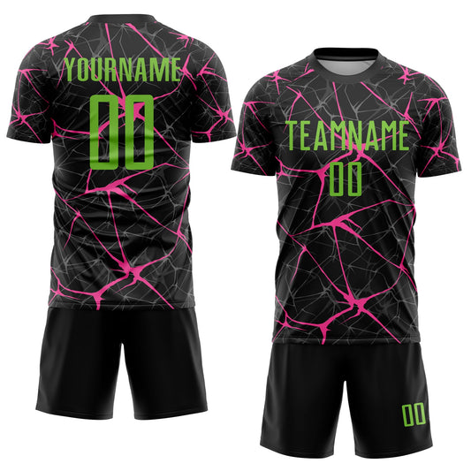 Custom Black Neon Green-Pink Sublimation Soccer Uniform Jersey - Sky-Custom
