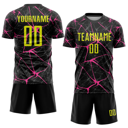 Custom Black Neon Yellow-Pink Sublimation Soccer Uniform Jersey - Sky-Custom