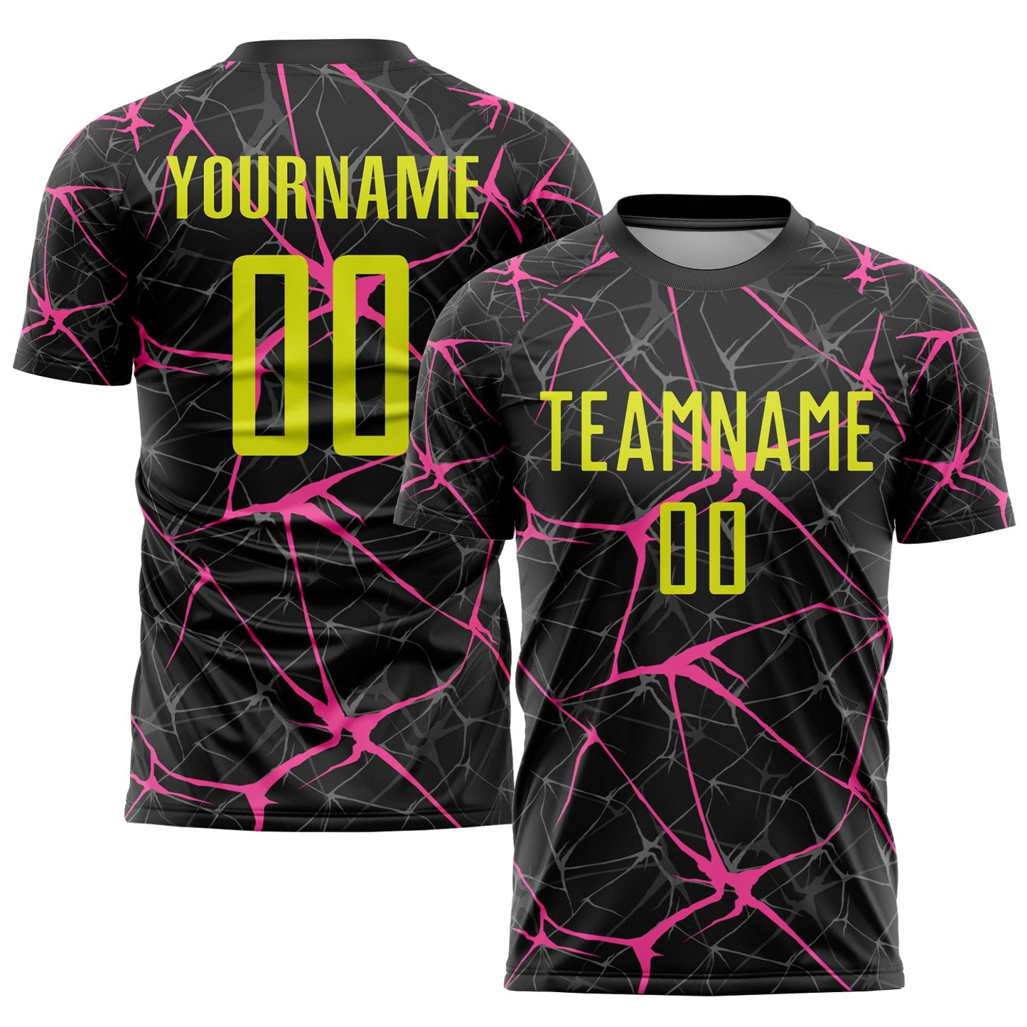Custom Black Neon Yellow-Pink Sublimation Soccer Uniform Jersey - Sky-Custom