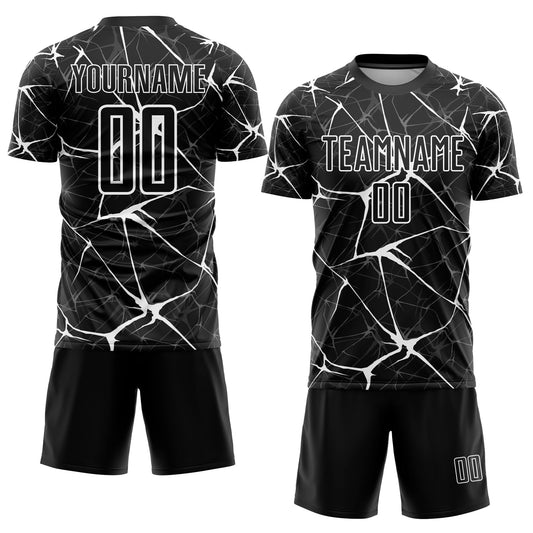 Custom Black White Sublimation Soccer Uniform Jersey - Sky-Custom