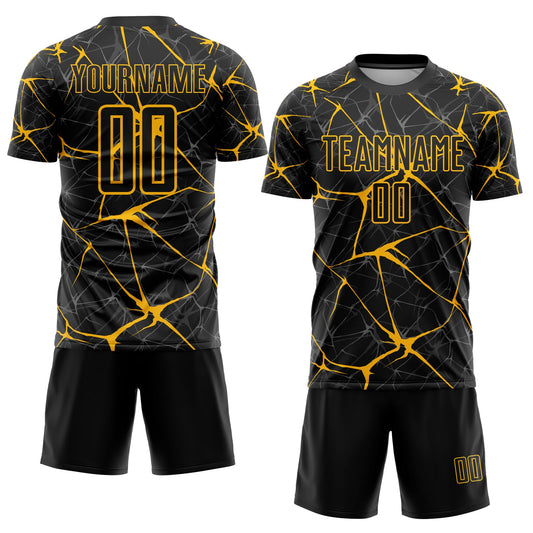 Custom Black Yellow Sublimation Soccer Uniform Jersey - Sky-Custom
