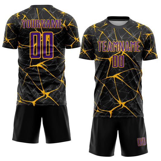 Custom Black Purple-Gold Sublimation Soccer Uniform Jersey - Sky-Custom