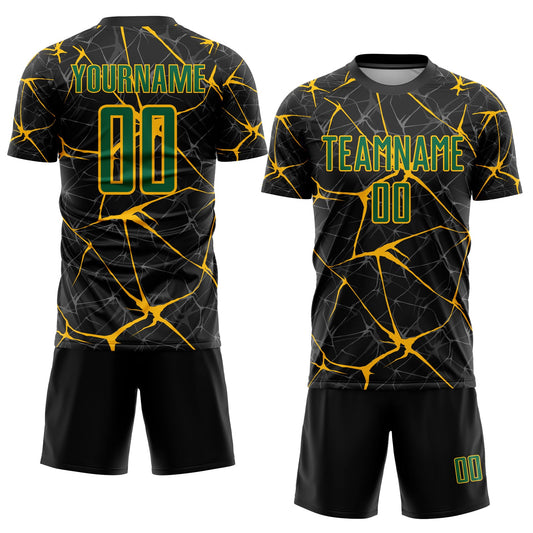 Custom Black Kelly Green-Gold Sublimation Soccer Uniform Jersey - Sky-Custom