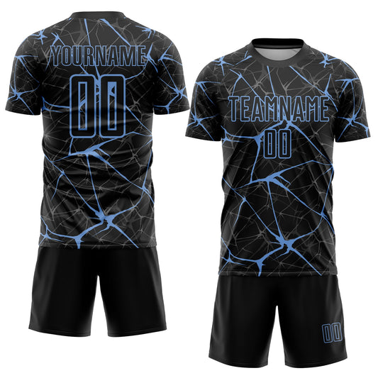 Custom Black Light Blue Sublimation Soccer Uniform Jersey - Sky-Custom