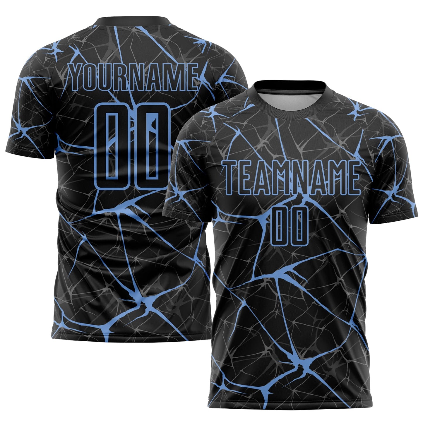 Custom Black Light Blue Sublimation Soccer Uniform Jersey - Sky-Custom