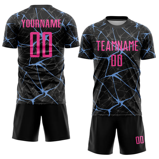 Custom Black Pink-Light Blue Sublimation Soccer Uniform Jersey - Sky-Custom