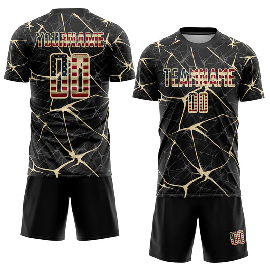 Custom Black Vintage USA Flag-City Cream Sublimation Soccer Uniform Jersey - Sky-Custom